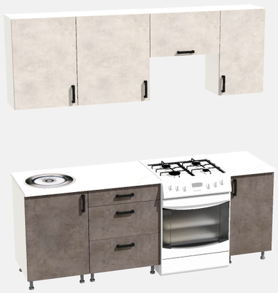 Кухня Эконом 1,5 метра (1100х400) Цвет: Цемент светлый/Цемент темный