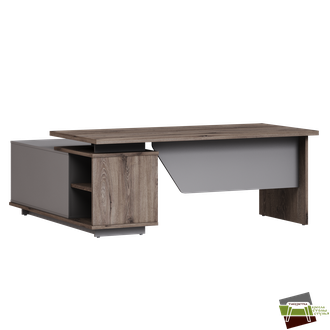 Стол руководителя правый 1900х1770х750 B-119R_Дуб Веллингтон табак/Кубанит серый