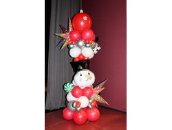 Стойка из шаров "Веселый снеговик"