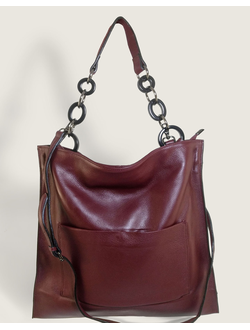 (АРТИКУЛ: 10102/1) СУМКА ЖЕНСКАЯ, БОЛЬШАЯ, НАТУРАЛЬНАЯ КОЖА, БОРДОВАЯ, ЧЕРЕЗ ПЛЕЧО