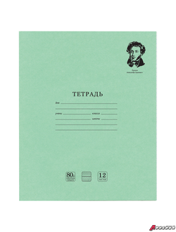 Тетрадь ВЕЛИКИЕ ИМЕНА. Пушкин А.С., 12л. частая косая С ДОПОЛНИТЕЛЬНОЙ ГОРИЗОНТАЛЬНОЙ, плотная бумага 80г/м, обложка офсет, BRAUBERG. 105718