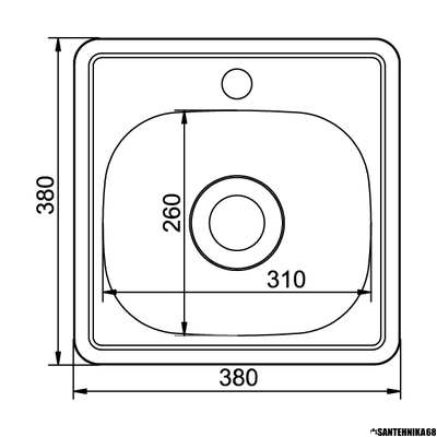 Мойка врезная Mixline 38х38 48*48 толщина 0,6 мм глубина 150мм
