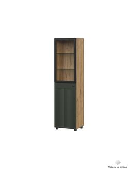 Милан Пенал со стеклом Дуб Золотой/Олива Софт