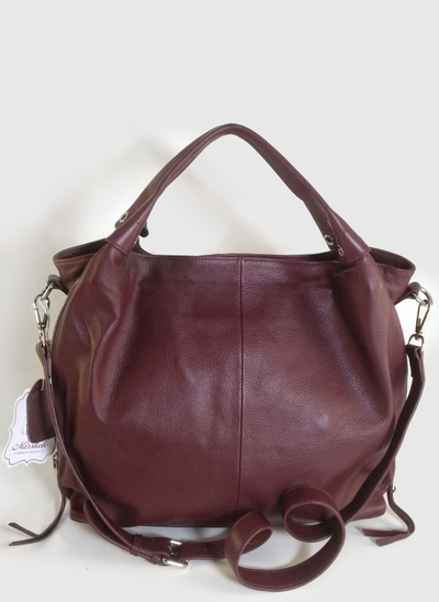 (АРТИКУЛ: 10047/1) СУМКА МЕШОК, БОЛЬШАЯ, НАТУРАЛЬНАЯ КОЖА, БОРДОВАЯ, С ПЛЕЧЕВЫМ РЕМНЕМ
