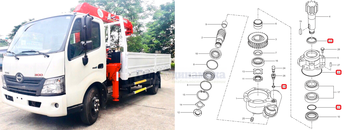 Кран-манипуляторная установка URV340 производства UNIC с уплотнительными элементами