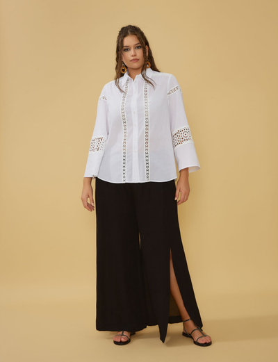 Рубашка из шитья, цвет белый, черный