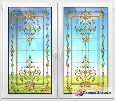 Витражная пленка, витражная пленка самоклеющаяся, пленочный витраж с классическим рисунком
