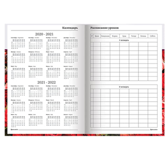 Ежедневник учителя специализированный А5 (215х145 мм), твердая обложка, 144 л., BRAUBERG, "ЦВЕТЫ", 129234