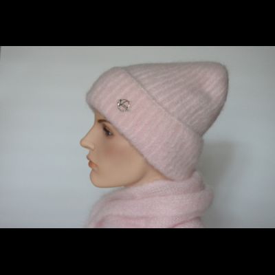 Розовая шапка женская с отворотом Vizio Италия 6946 CRYO