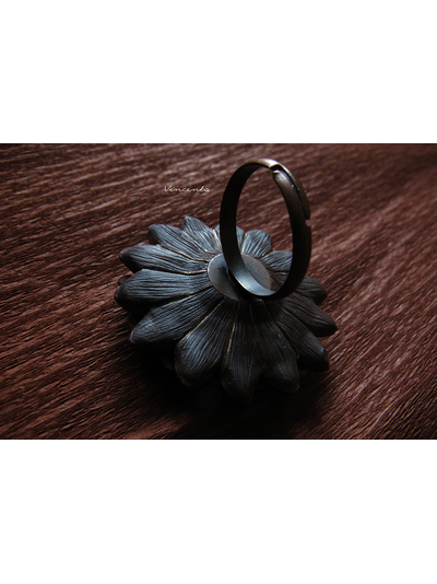 Необычное кольцо "Медная Календула" из полимерной глины. Серия колец-цветов из коллекции волшебных украшений Винсенто