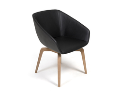 Кресло для посетителей ALMA W дерево черный/кожа