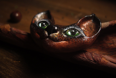 Необычная брошь с котом "Осенний Уголёк"