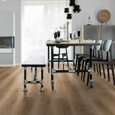 Виниловый пол Wineo 600 Wood XL AmsterdamLoft RLC195W6 в интерьере кухни