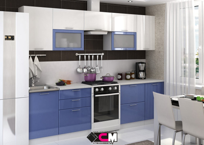 Композиции Модульной кухни Ксения сизый глянец + белый глянец