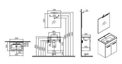 Комплект мебели VITRA MIA, 60 см, с дверцами, кордоба, 75069