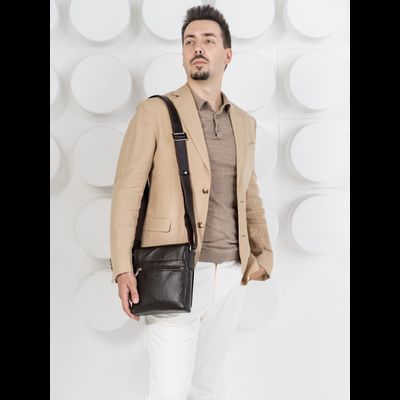 Кожаная мужская сумка Vallecorsa black (арт. 5044-01)