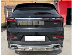 Защита заднего бампера угловая большая двойная с перемычками d53/42 для CheryExeed TXL 2020-