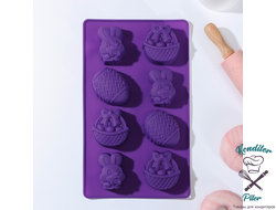 Форма силиконовая для выпечки Доляна «Пасха», 29×17 см, 8 ячеек (6,5×5,2 см), цвет МИКС