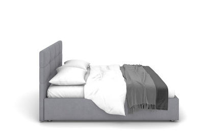 Двуспальная полутороспальная мягкая кровать Валери Ривалли (Rivalli), в съемных чехлах, на металлических ножках, сдвижное дно и спинка с кантом, с подъемным механизмом