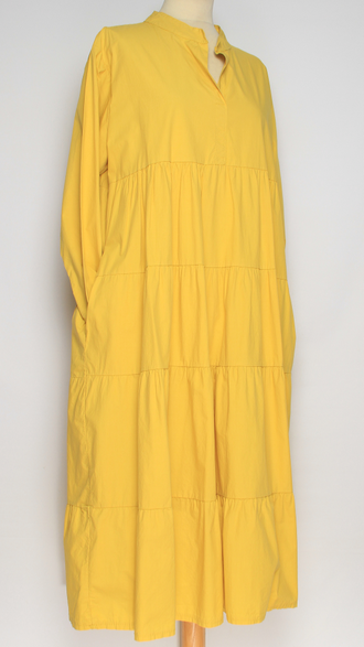 ПЛАТЬЕ БОХО "Хлопок стойка ярусы" фуксия, желтое до р.48