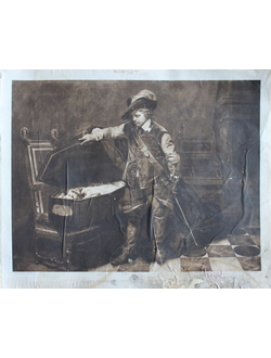 "Кромвель перед гробом Карла I" гелиогравюра Поль Деларош / И. Кнебель 1900-е годы