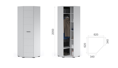 Шкаф Угловой Йорк для прихожей, белый, белый глянец