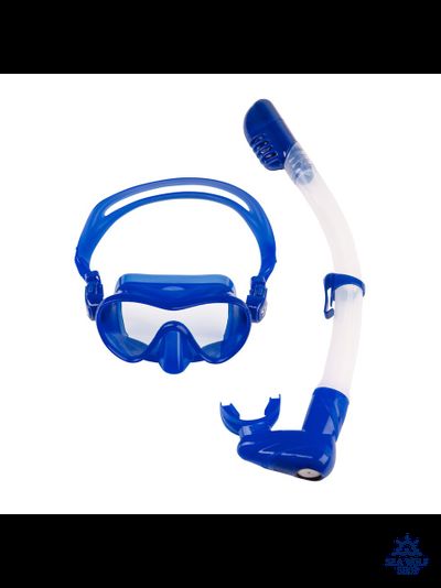 Маска для дайвинга с трубкой Scorpena Junior комплект неон-синий (детск)