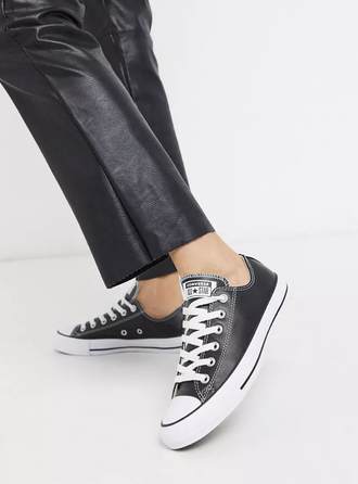 Кеды Converse All Star Leather черные низкие кожаные