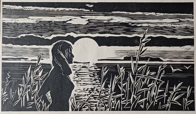 &quot;Отдых&quot; линогравюра Двинянинов М.М. 1965 год