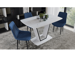 Белый глянец/Стекло матовое белый мрамор