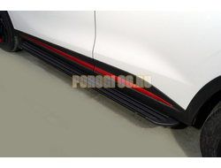 Пороги алюминиевые "Slim Line Black" 1720 мм ТСС для Omoda C5 2022-