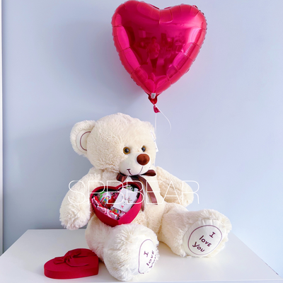 Подарочный набор №10 - Плюшевый мишка 85 см, Шар сердце, Киндер бокс малый