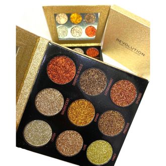 Палетка глиттеров Revolution Makeup Pressed Glitter Palette, Midas Touch 9 цветов оптом