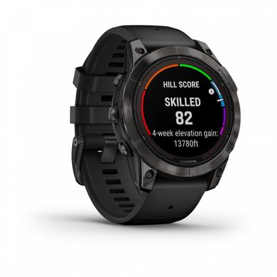 Умные часы Garmin Fenix 7 Pro Sapphire Solar титановый серый DLC с черным ремешком