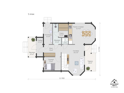 "Семейный Очаг": Просторный Дом из Клееного Бруса с Сауной 145 м²