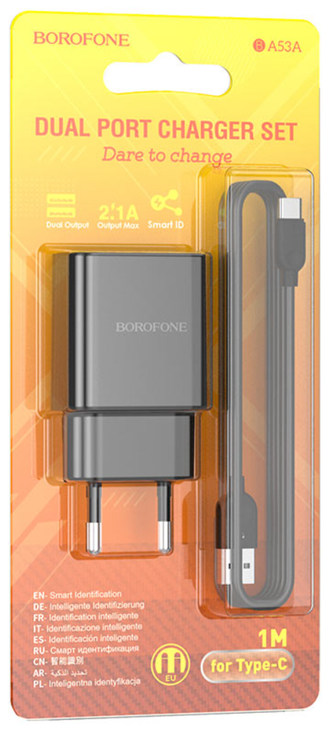 СЗУ Borofone BA53A Powerway dual port charger set(Type-C)