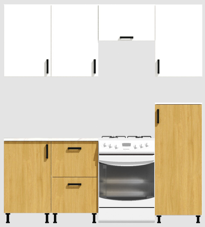 Кухня Эконом 1,5 метра с полуколонкой (1000х500) Цвет: Белый/Дуб Сонома