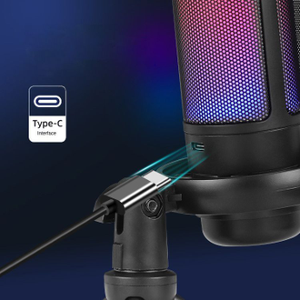 Конденсаторный проводной микрофон Орбита OT-ERM16 RGB (USB - Type-C подключение )