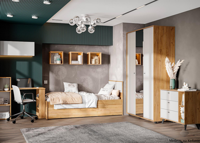 Милан Шкаф трехстворчатый Дуб Золотой/Белый Матовый