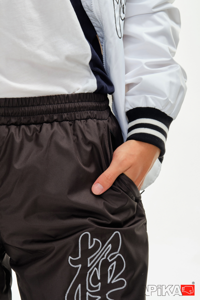 Костюм спортивный KANJI с символикой каратэ, черно-белый, APIKA, вышивка киокушинкай