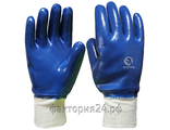 Перчатки х/б,полный облив нитрилом,синие МЯГКИЙ МАНЖЕТ (код 0151)
