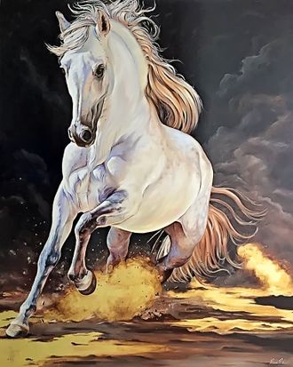 Алмазная картина (мозаика) &quot;Белая лошадь&quot; 40*50\50*60 см