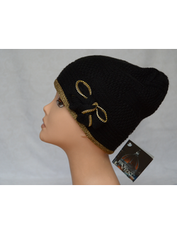 Черная шапка с бантом и украшениями Vizio Италия 4714 фото