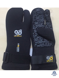 Рукавицы неопреновые 7мм AquaDiscovery 3х-палые "Fingers Velcro" р.M
