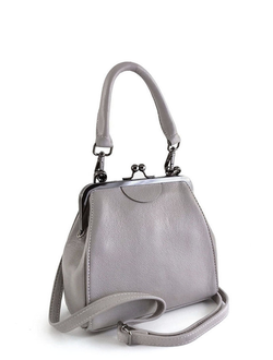 (АРТИКУЛ: 9833/2/01) СУМКА ЖЕНСКАЯ, МАЛЕНЬКАЯ, НАТУРАЛЬНАЯ КОЖА, СЕРАЯ С БЕЖЕВЫМ ОТТЕНКОМ, С РУЧКОЙ И РЕМНЕМ ЧЕРЕЗ ПЛЕЧО