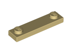 Plate, Modified 1 x 4 with 2 Studs without Groove, Tan (92593 / 6173056)