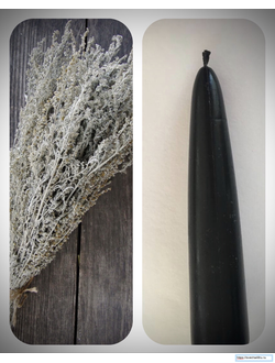 Свеча черная Алтарная малая с полынью (4-6 ч. горения).