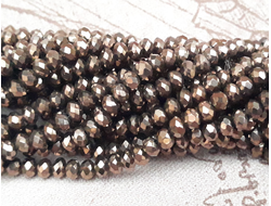 Бусины стеклянные"Рондели" 6х4 мм нить 100 шт  цвет бронза