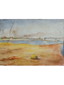 "Пейзаж" бумага акварель Аланнэ А.В. 1945 год