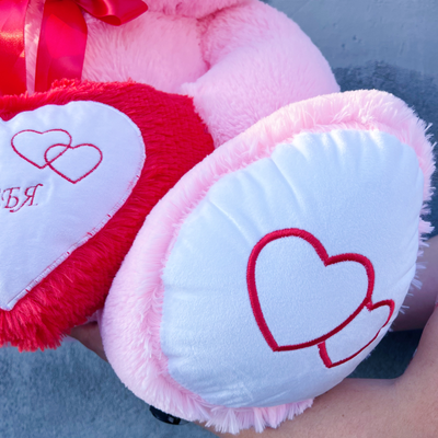 Большой плюшевый медведь 135 см розовый Ник